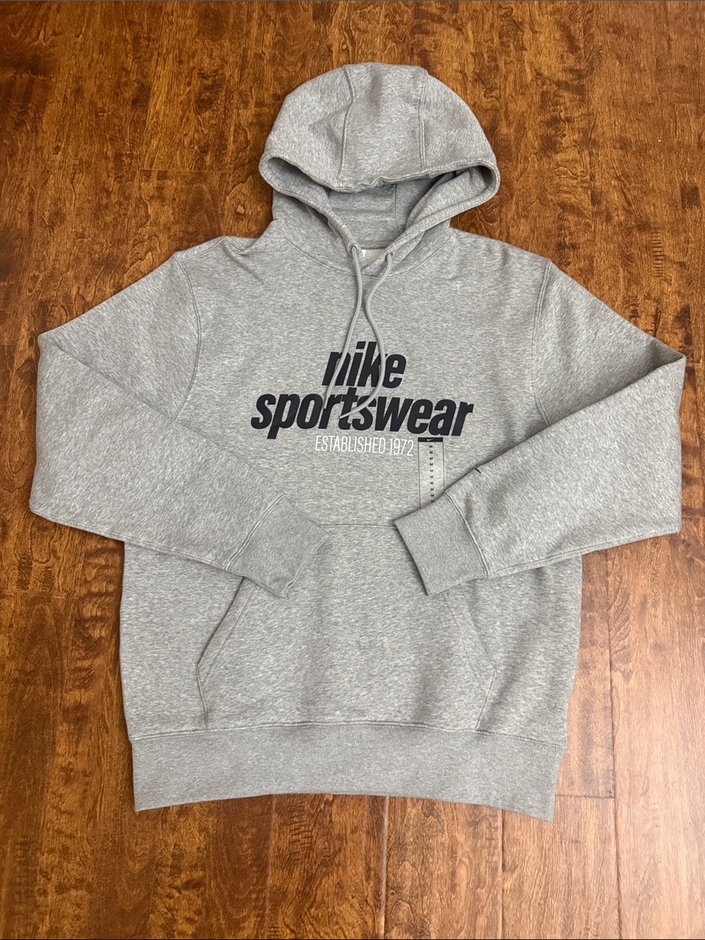 Nike Gray Sportswear Pullover Hoodie with Black Logo